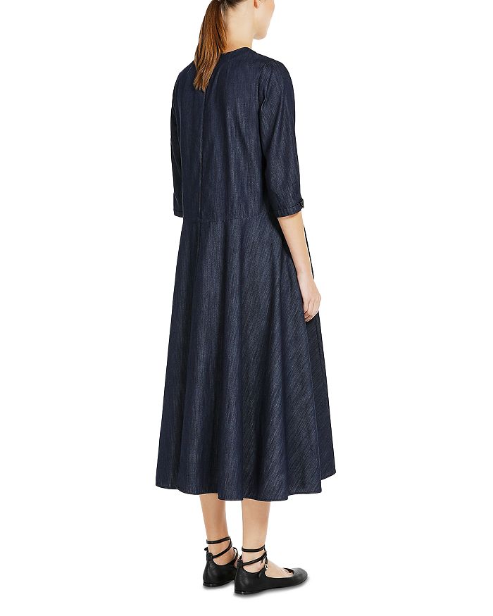 ROBE MIDI EN DENIM DE COTON EMBELLI 