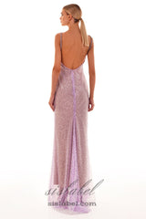 SEQUIN GLITTERING MAXI DRESS IN PALE PURPLE