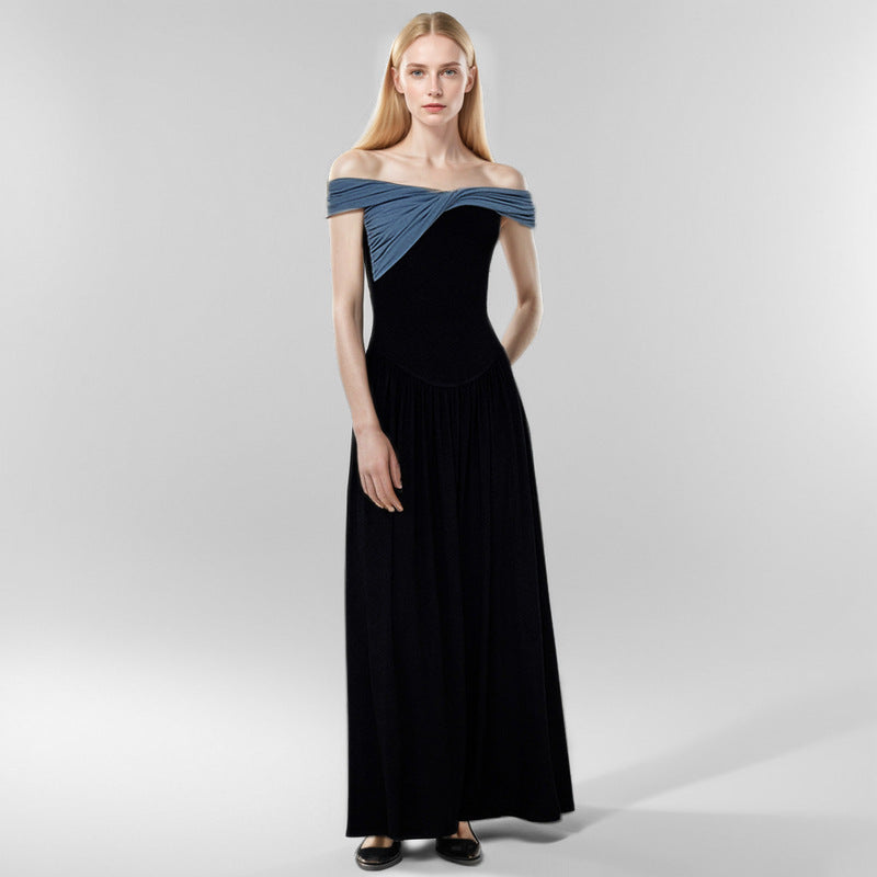 RAE ASYMMETRIC OFF-SHOULDER KNIT MIDI DRESS