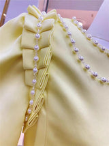 pearl crystal embellished yellow mini dress