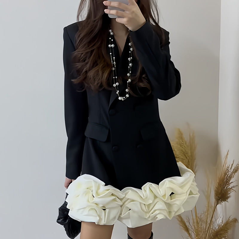 3D flower patchwork blazer dress