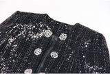 MONA SEQUIN-EMBELLISHED TWEED JACKET IN BLACK