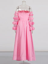 petals strapless tulle maxi dress in pink