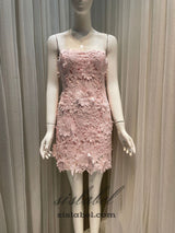 FREDA FLORAL LACE MINI DRESS IN PINK