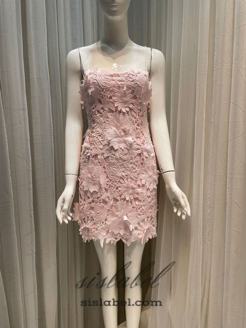 FREDA FLORAL LACE MINI DRESS IN PINK