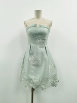 THERA FLOWER EMBELLISHED MINI DRESS IN PALE BLUE