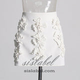 ANAXANDRA WHITE FLOWER MINI SKIRT