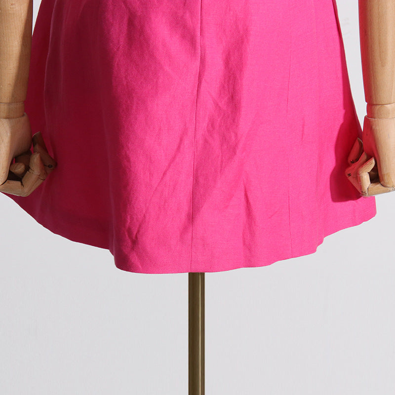 RUFFLED OFF-SHOULDER MINI SILK DRESS IN PINK