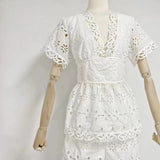 MAGGIE WHITE LAYERED CUT OUT LACE TOP SHORTS SUIT