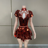 HELENE BURGUNDY SEQUINS DIAMANTE SET