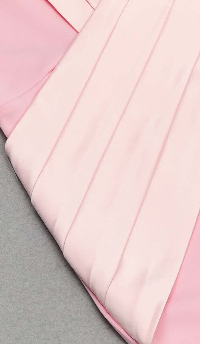 ONE SHOULDER SLIT MIDI DRESS IN PINK