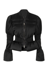 Olive Padded Satin Peplum Jacket