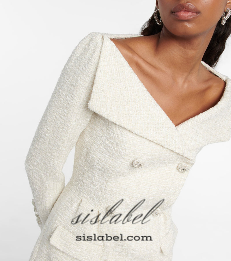 STEPHANIE WHITE BOUCLE BLAZER MINI DRESS