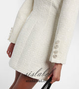 STEPHANIE WHITE BOUCLE BLAZER MINI DRESS