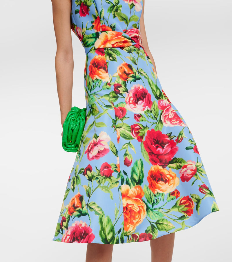 EDITH MULTICOLOR FLORAL CREPE MIDI DRESS