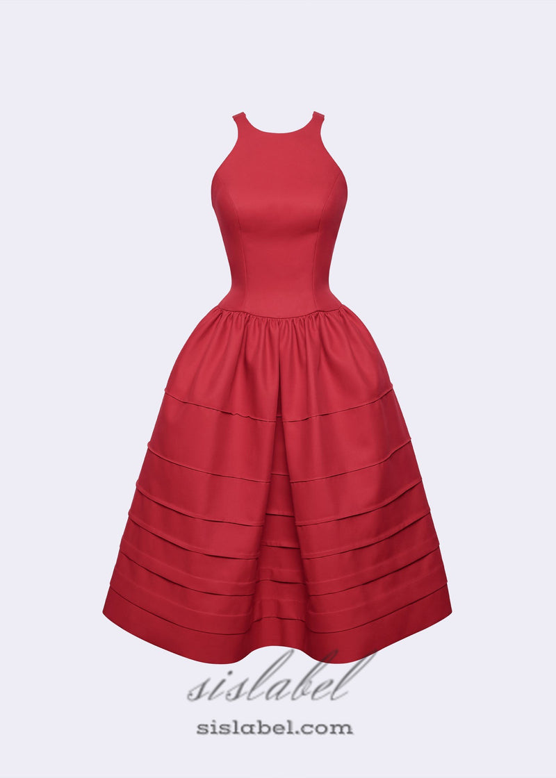 Berry Bell-Shaped mini Dress in red