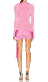 PULL-ON STYLING MINI DRESS IN PINK