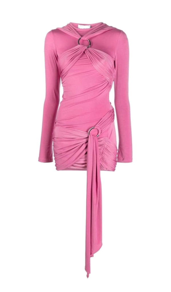 PULL-ON STYLING MINI DRESS IN PINK