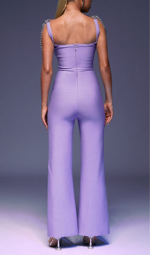 RHINESTONE STRAP JUMPSUIT IN PURPLE DRESS STYLE OF CB 
