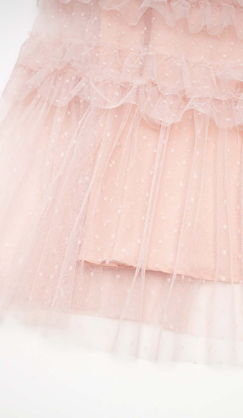 RUFFLE OFF SHOULDER TIERED MIDI DRESS IN PINK- STYLE OF CB - DRESSES ...