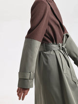 Belted Blazer Trench Coat in Brown Gray