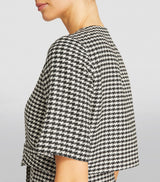 LAYERED HOUNDSTOOTH TWEED MINI DRESS