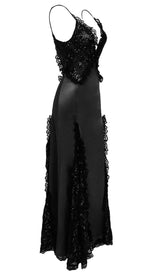 SEQUIN LACE MAXI DRESS BLACK