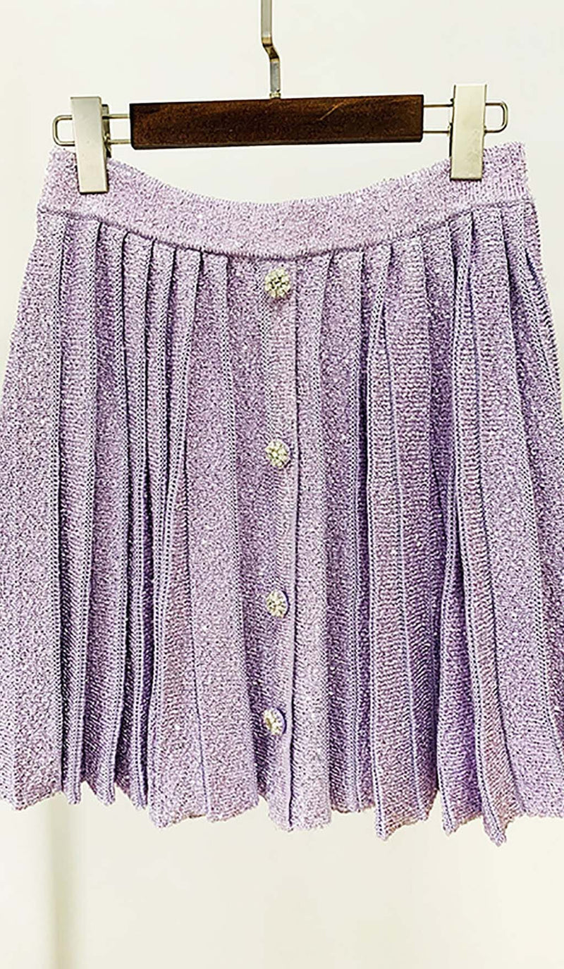 SEQUIN PLEATED TWO PIECE SET IN LILAC