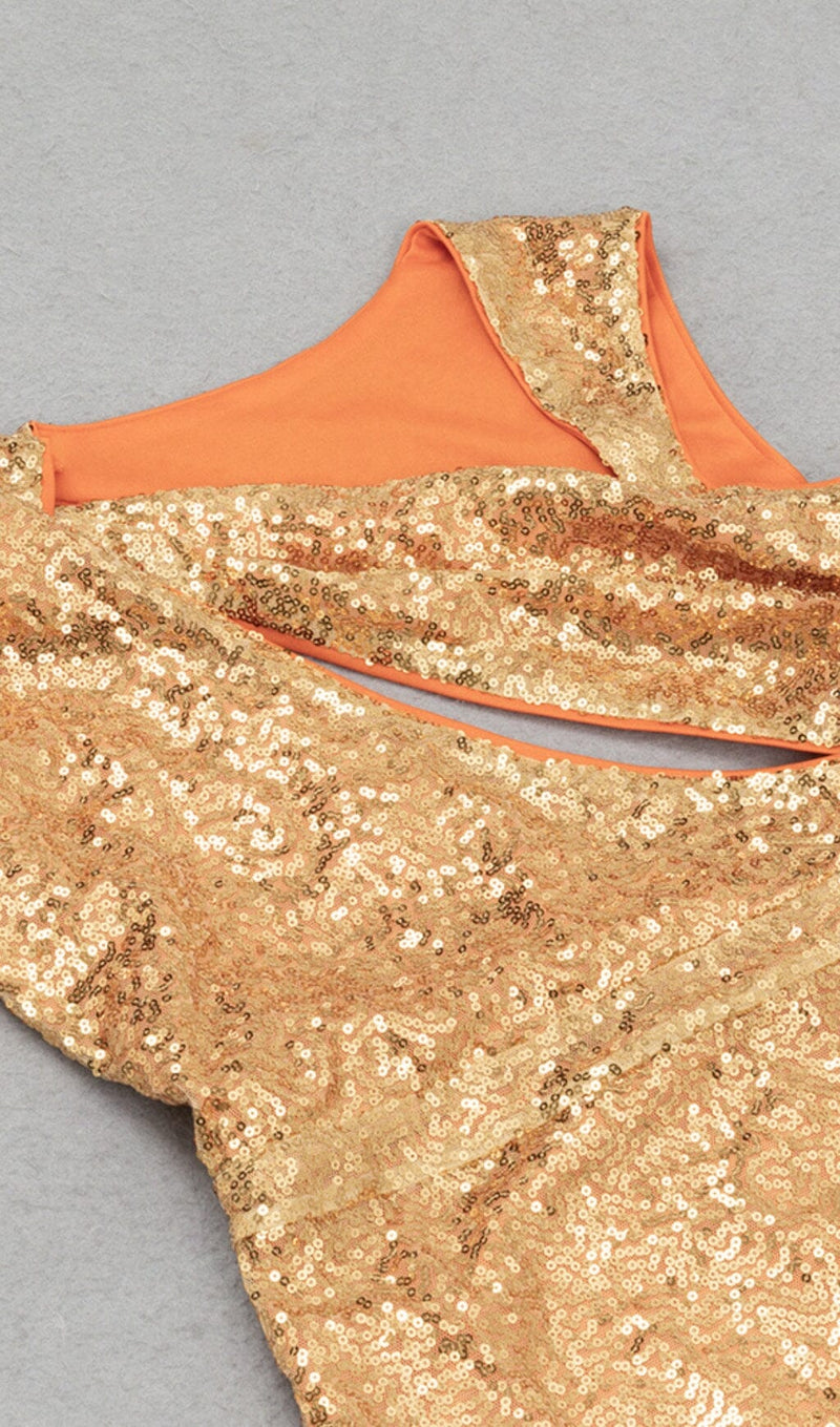 SEQUIN BODYCON MIDI DRESS IN GOLD