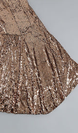 SEQUIN CLEOPATRA TWO PIECE SUIT IN METALLIC