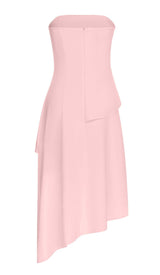 SLEEVELESS BANDEAU HIGH-LOW DRESS IN PINK