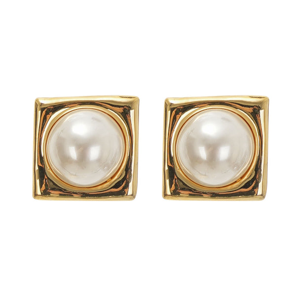 Juana faux-pearl square earrings