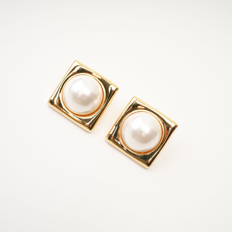 Juana faux-pearl square earrings