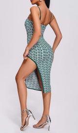 SPAGHETTI STRAP BANDAGE MIDI DRESS IN GREEN