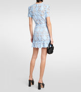 LIGHT BLUE LACE PEPLUM MINI DRESS