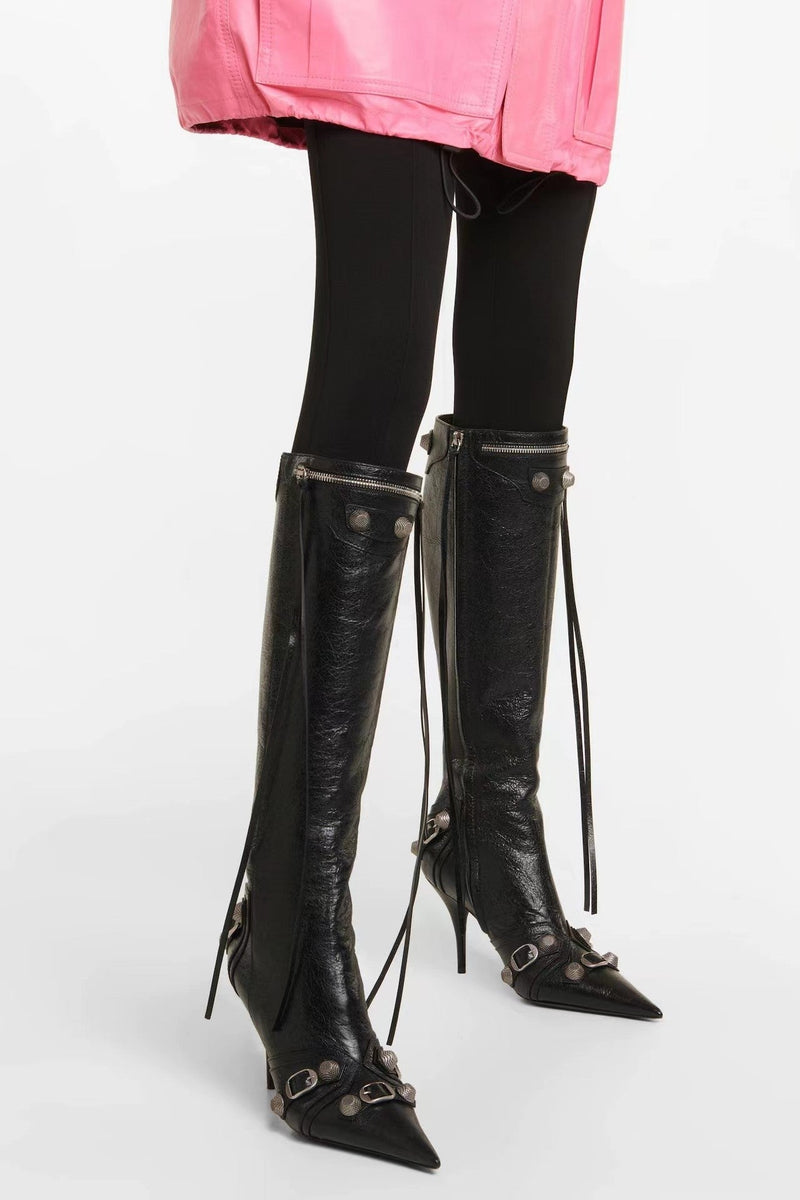 Shilia Zip Knee-high Boots - Black