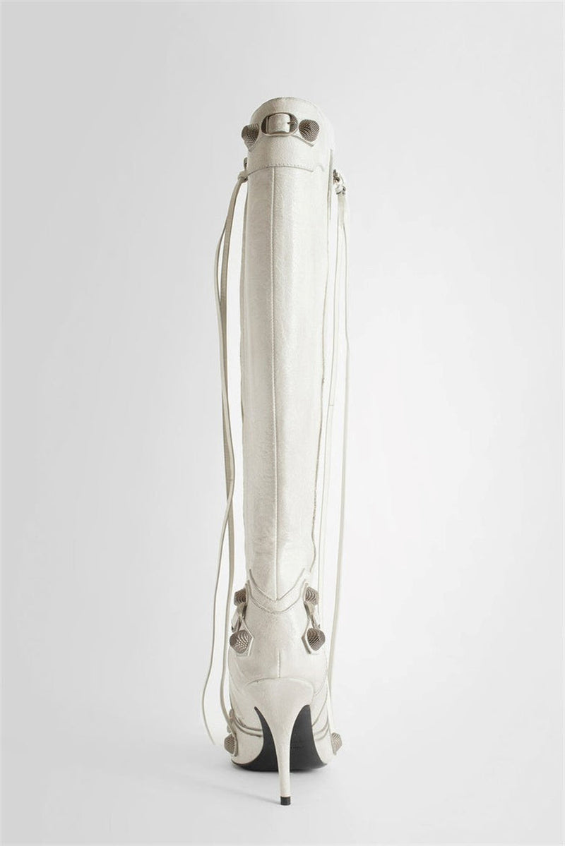 Shilia Zip Knee-high Boots - White