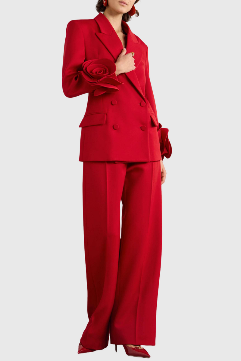 Sophia Rose Appliqué Blazer - Red