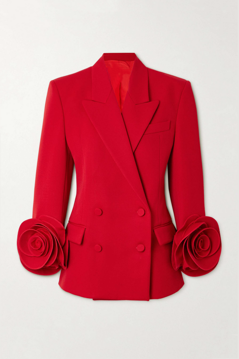 Sophia Rose Appliqué Blazer - Red