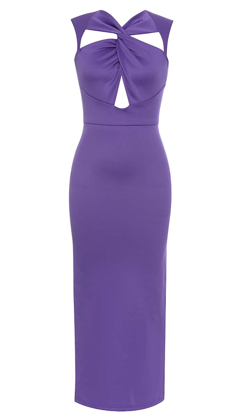 TWIST FRONT CUT OUT MAXI DRESS IN PURPLE