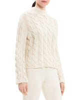 WOOL & CASHMERE CABLE KNIT MOCK NECK SWEATER