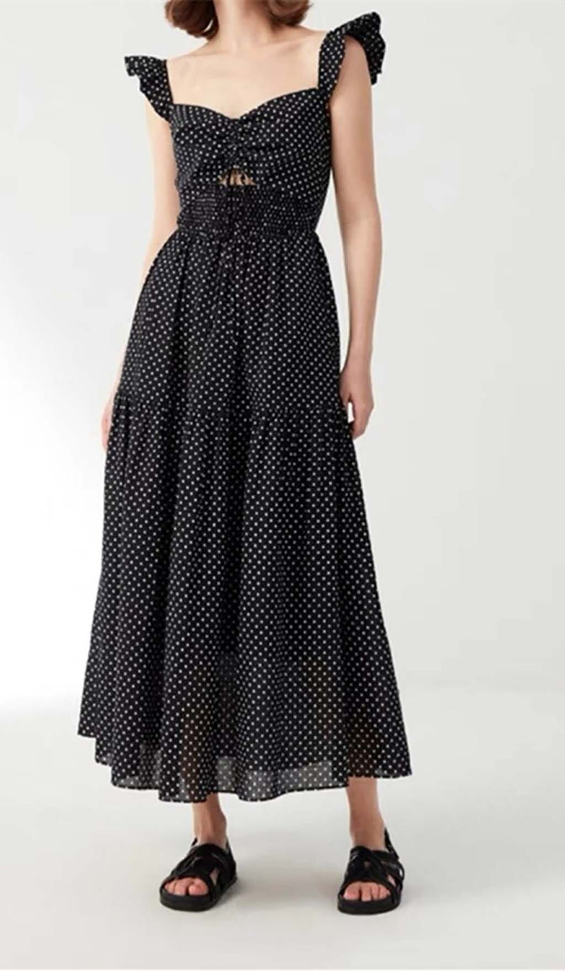 V-NECK CUTOUT MAXI DRESS IN BLACK