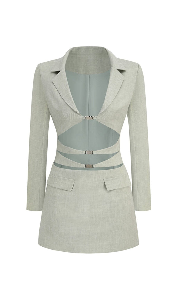 CUT OUT JACKET DRESS IN MINT GREEN