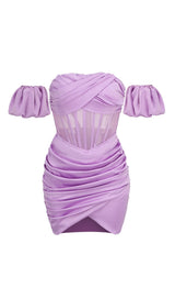 CORSET SATIN MINI DRESS IN PURPLE