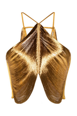 Veroty Halter Fringe Top - Gold