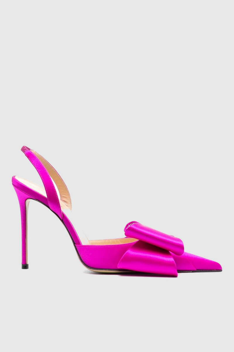 Violeta Bow-embellished Satin Slingback Pumps - Pink