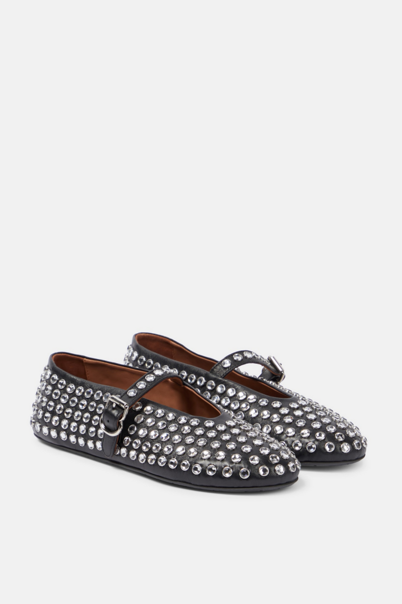 Violeta Rhinestone Fishnet Ballet Flats