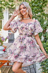 Off the Shoulder A Line Printed Cute Homecoming Dress