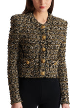 Cropped lurex tweed jacket in gold