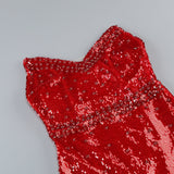 Caitlin off-shoulder sequin midi dress in red